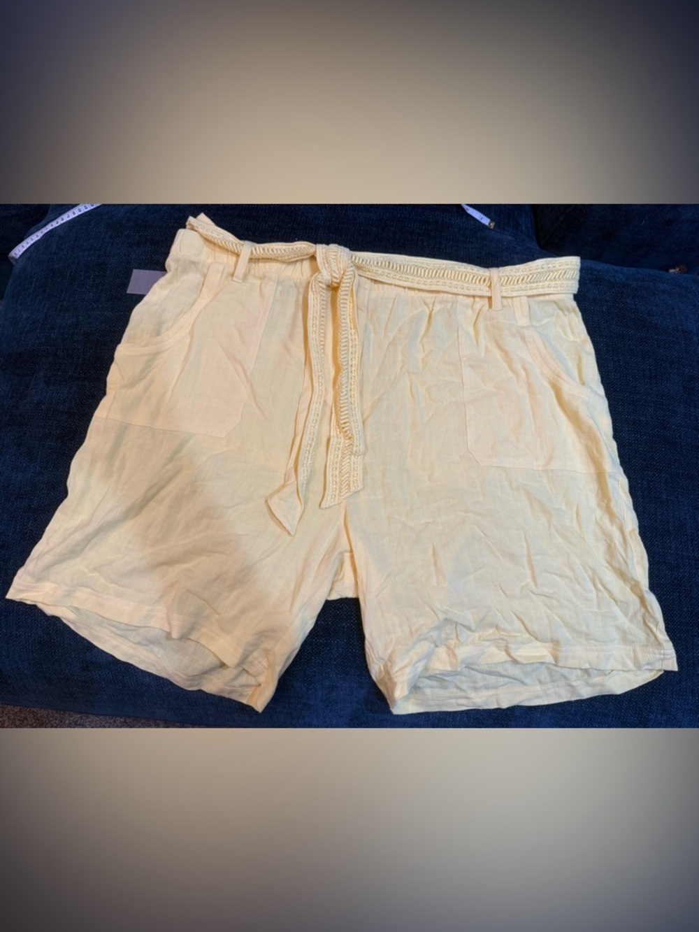 Soft Surroundings Pale Yellow Tie-Waist Bermuda Shorts
